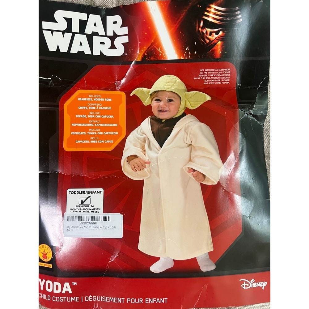 Star Wars Costume Baby Yoda Toddler Hooded Robe‎ Ears Disney 24 Months